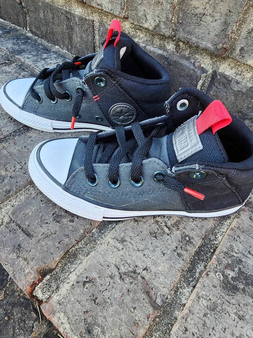 Converse Kids Black and Gray High-Top Canvas Sneakers